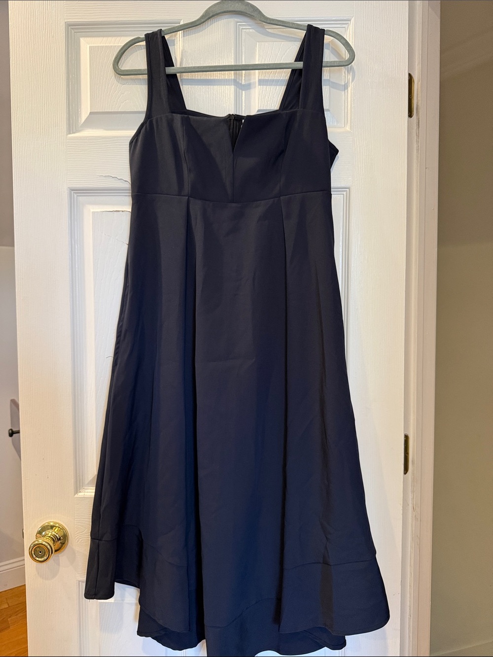 Deep Navy Square-Neck Midi wedding or bridesmaid dress